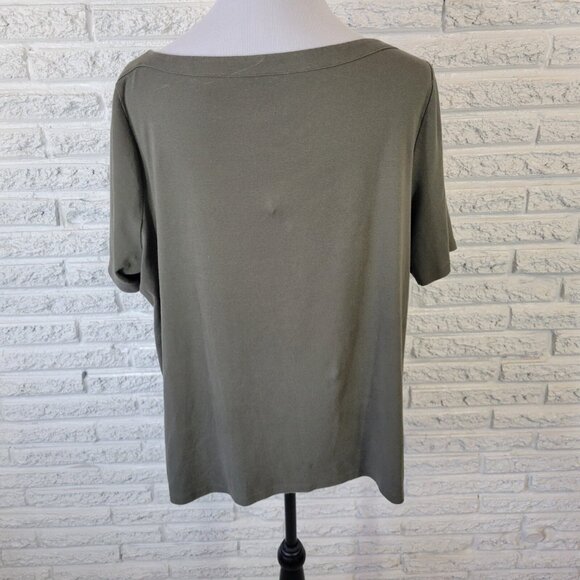 Talbots Weekend Womens Top 2X Plus Tee Short Sleeve Gray Soft GRE66E - Picture 5 of 7